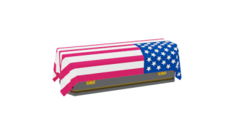American flag draped over casket