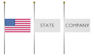 US Flag, State Flag, Company Flag Half Staff
